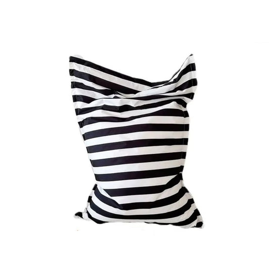 Bertha Premium waterproof floating bean bag cover 140 x 145 single lounger black white stripe on white background