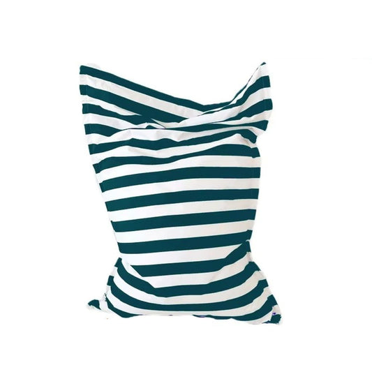 Bertha Premium waterproof floating bean bag cover 140 x 145 single lounger dark green white stripe on white background