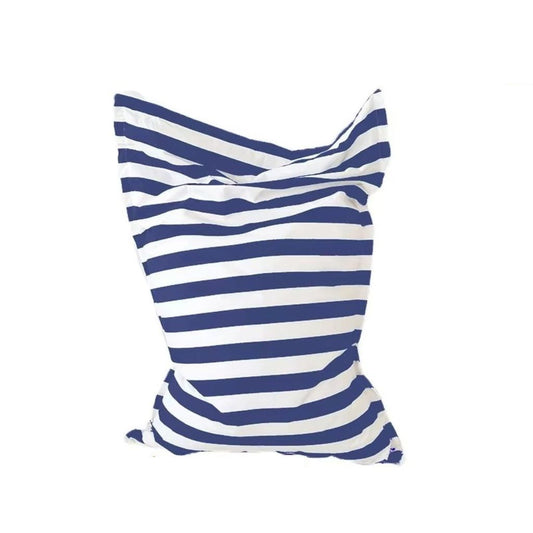 Bertha Premium waterproof floating bean bag cover 140 x 145 single lounger navy white stripe on white background