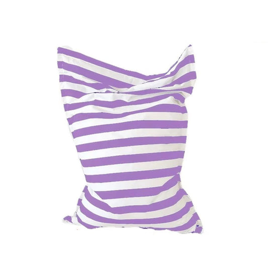 Bertha Premium waterproof floating bean bag cover 140 x 145 single lounger purple white stripe on white background