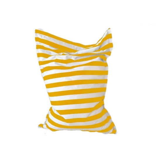 Bertha Premium waterproof floating bean bag cover 140 x 145 single lounger yellow white stripe on white background