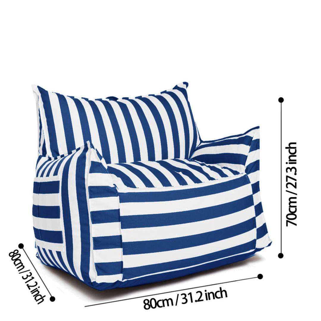 Chill Premium Waterproof Striped Floating Chair Bean Bag Cover White Blue