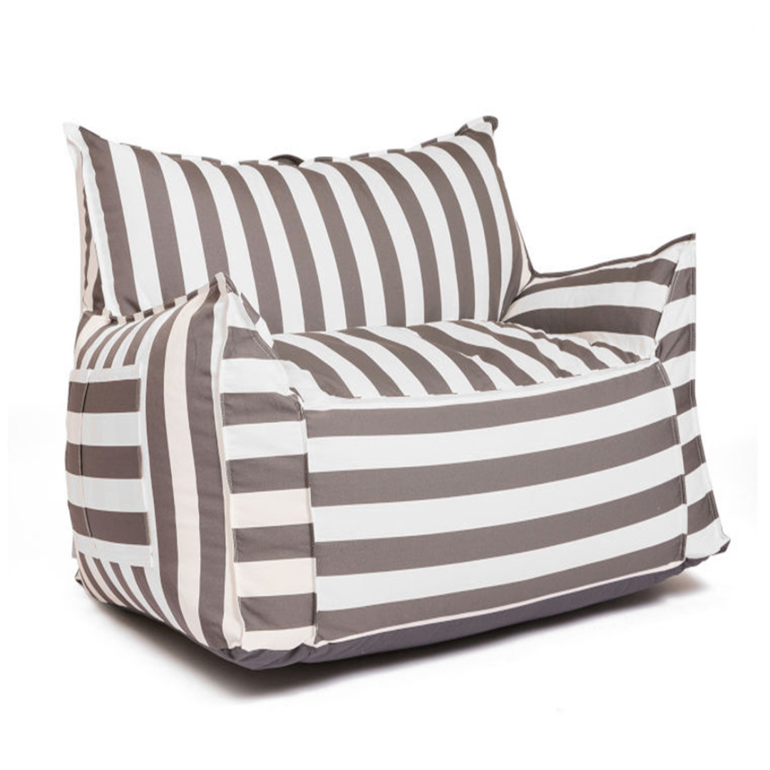 Chill Premium Waterproof Striped Floating Chair Bean Bag Cover White Grey