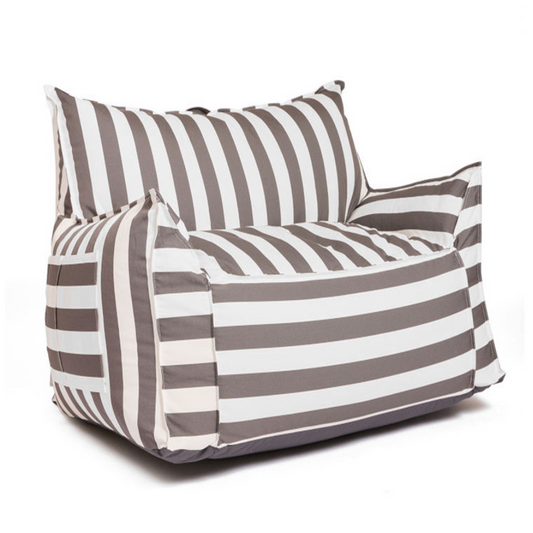 Chill Premium Waterproof Striped Floating Chair Bean Bag Cover White Grey