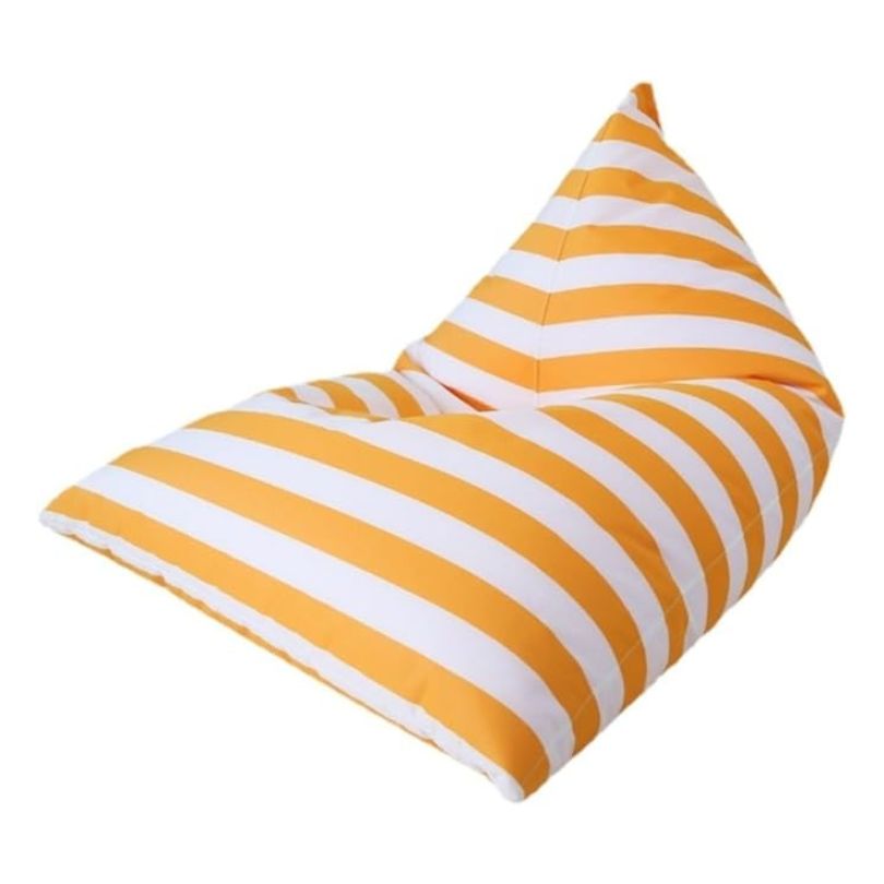 Hamptons waterproof outdoor triangle bean bag cover 90 x 140 yellow white stripe horizontal