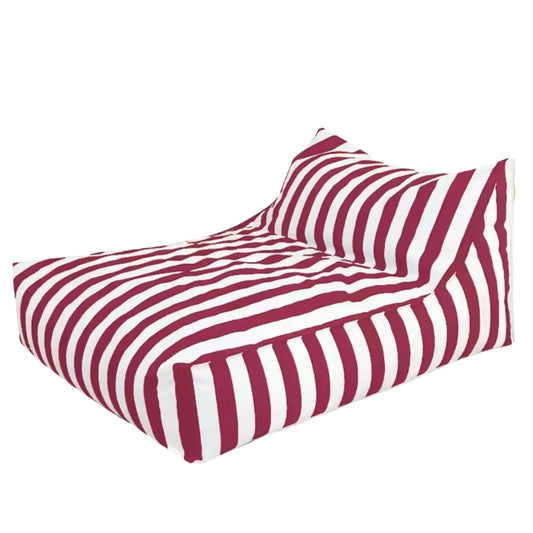 Big Chill waterproof outdoor bean bag cover in white and Red stripe – resort-style floating lounger