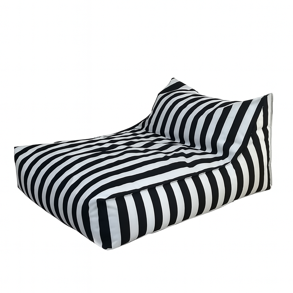 Aussie Outdoor Big Chill Premium Waterproof Floating Lounger Cover in Black and White Stripe Outdoor Lounging Lifestyle