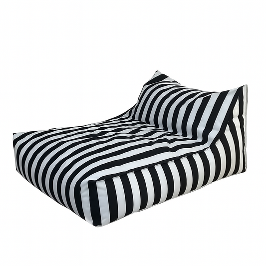 Aussie Outdoor Big Chill Premium Waterproof Floating Lounger Cover in Black and White Stripe Outdoor Lounging Lifestyle