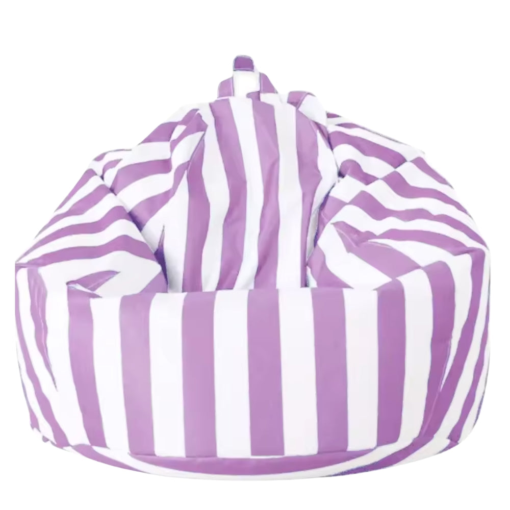 Purple and white striped teardrop waterproof outdoor bean bag cover with handle