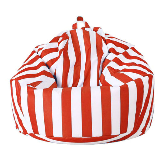 red and white striped teardrop waterproof outdoor bean bag cover with handle