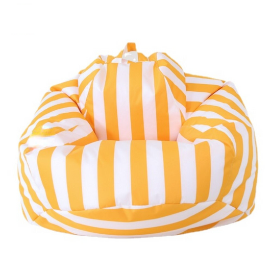 yellow and white striped teardrop waterproof outdoor bean bag cover with handle