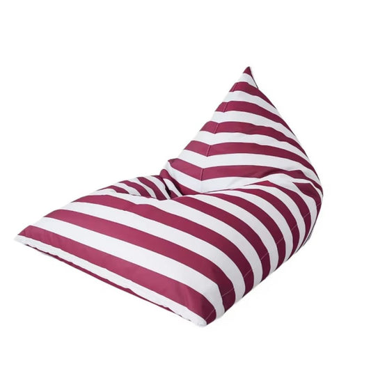 Hamptons waterproof outdoor triangle bean bag cover 90 x 140 red and white horizontal stripes