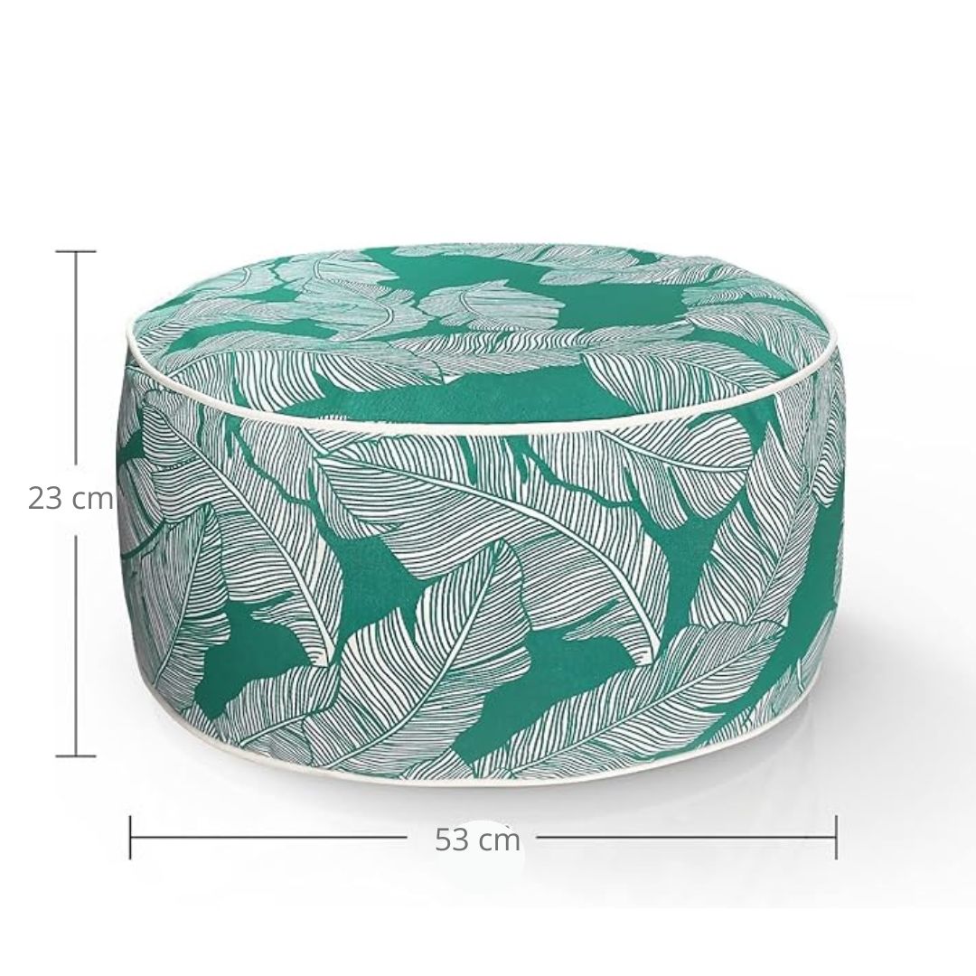 Cairns Outdoor Waterproof Tropical Inflatable Ottoman Green White Leaf