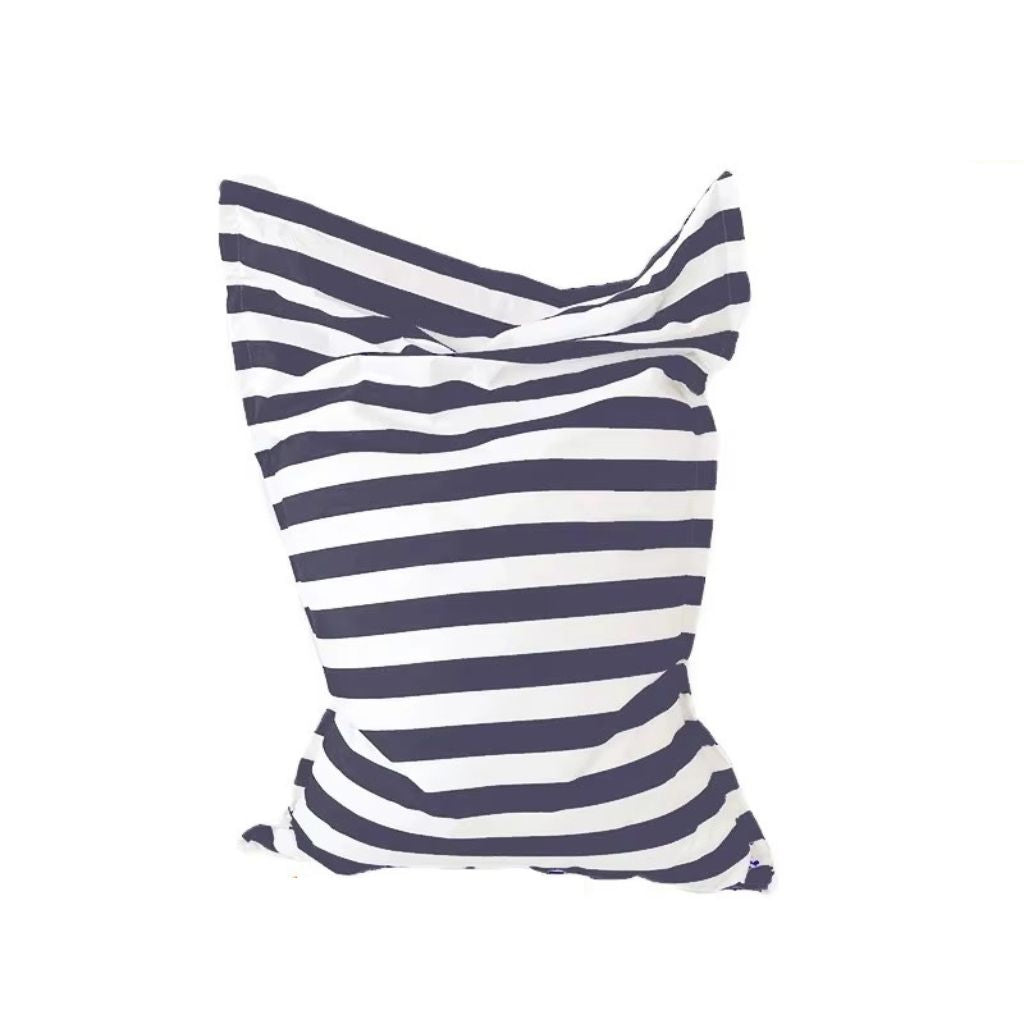 Bertha Premium waterproof floating bean bag cover 140 x 145 single lounger dark grey white stripe on white background