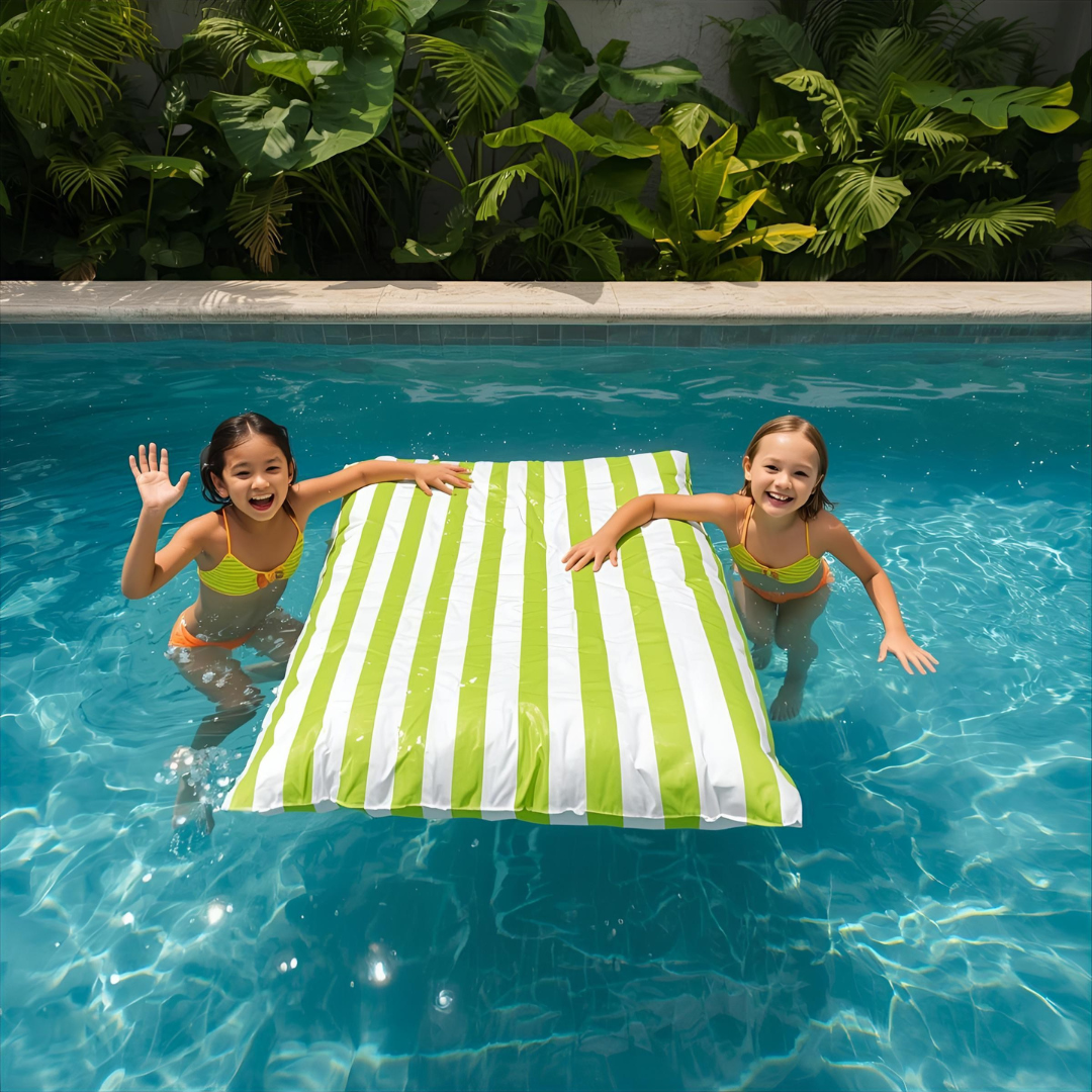 Bertha Premium Waterproof Striped Floating Bean Bag Cover 140 x 145 Sky Blue White Stripe