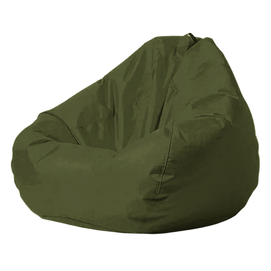 Army green Mykonos weatherproof teardrop beanbag cover, 100 x 120 cm.