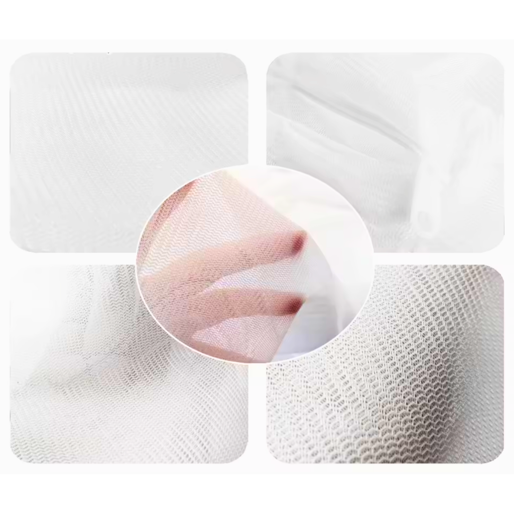 Close-up of breathable white polyester mesh fabric used for the 140 × 180 cm bean bag inner liner.