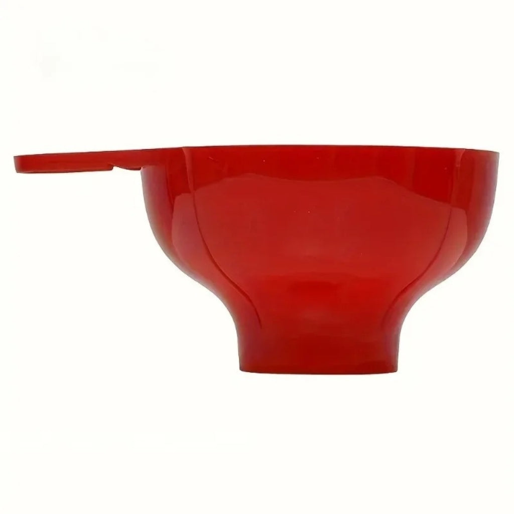 Side view of Plastic beanbag filling funnel designed to prevent bead spills during refilling