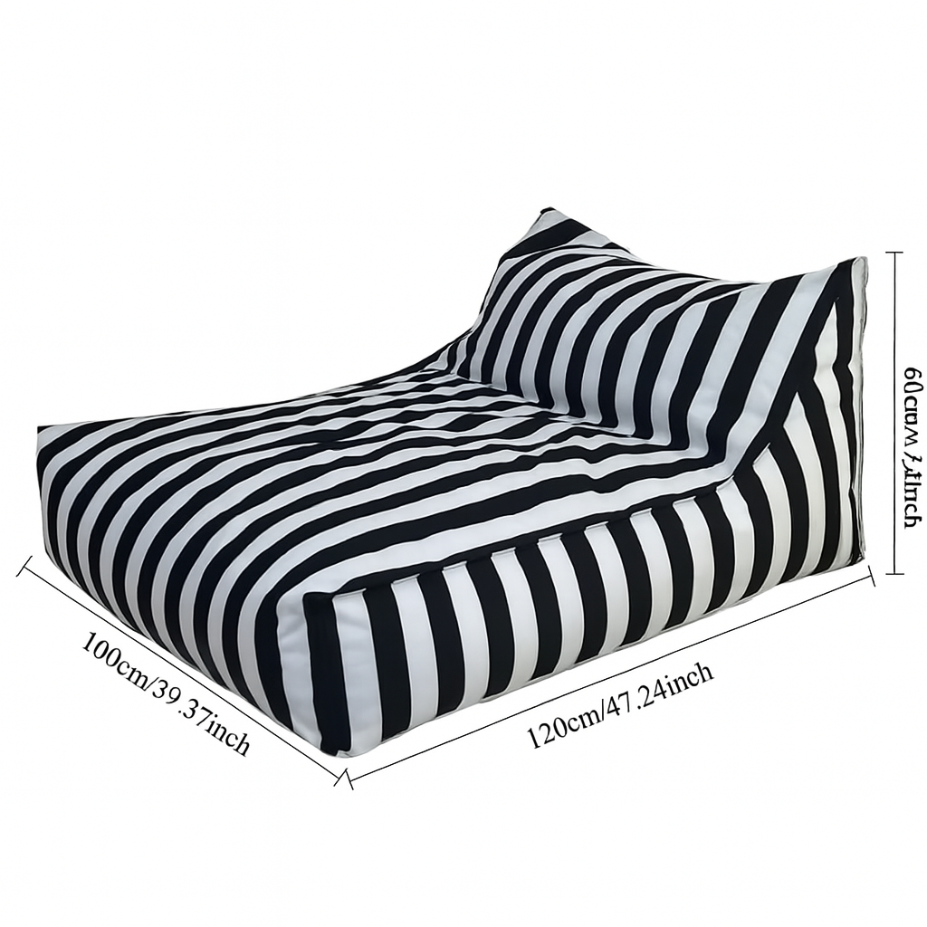 Big Chill Premium Waterproof Floating Lounger Cover – White & Black Stripe