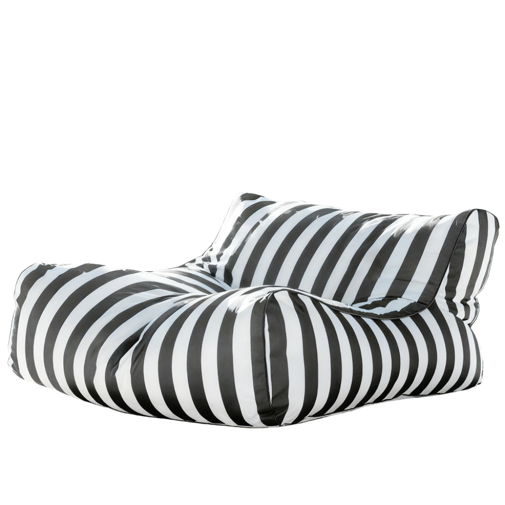 Black and white striped Big Chill King weatherproof outdoor bean bag lounger cover