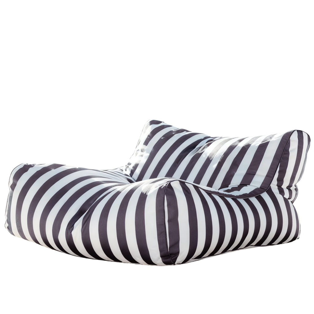 Dark grey and white striped Big Chill King weatherproof outdoor bean bag lounger cover