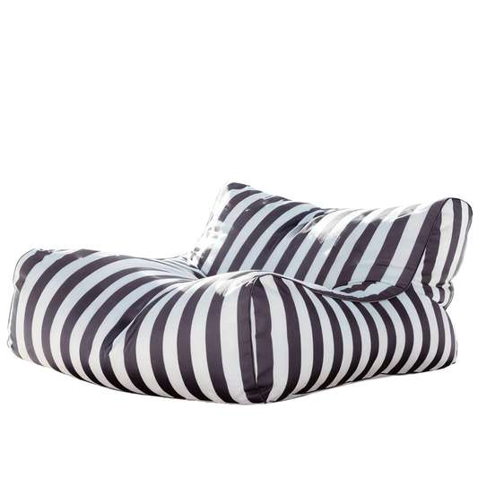 Dark grey and white striped Big Chill King weatherproof outdoor bean bag lounger cover