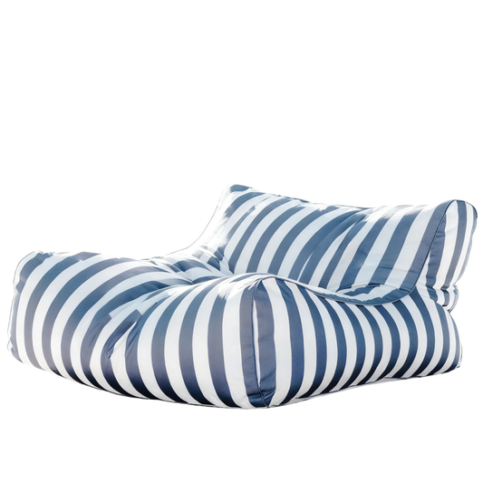 Dust blue and white striped Big Chill King weatherproof outdoor bean bag lounger cover