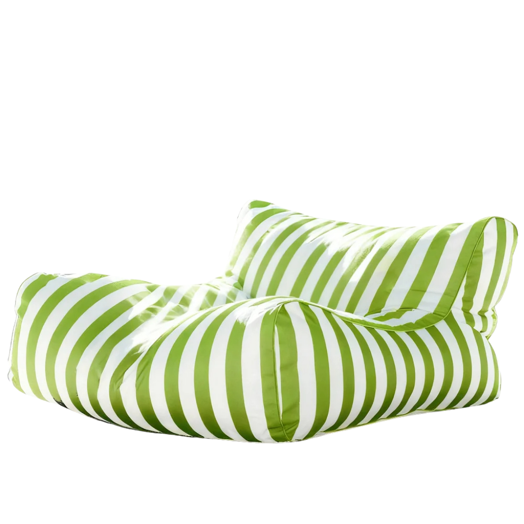Light green and white striped Big Chill King weatherproof outdoor bean bag lounger cover