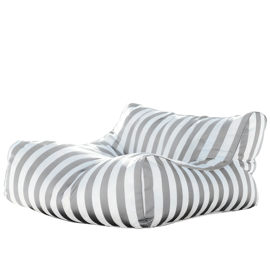 Light grey and white striped Big Chill King weatherproof outdoor bean bag lounger cover