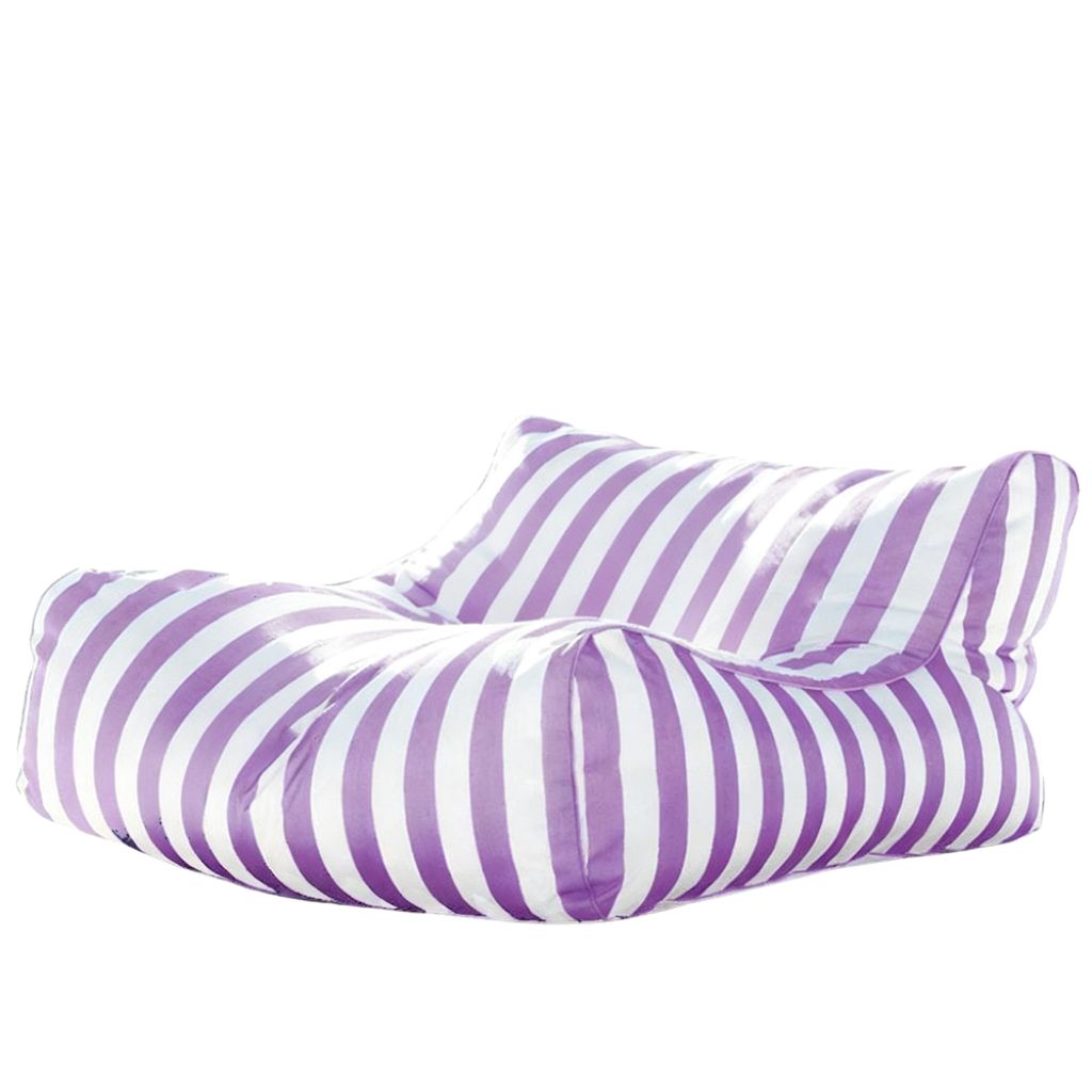 Purple and white striped Big Chill King weatherproof outdoor bean bag lounger cover