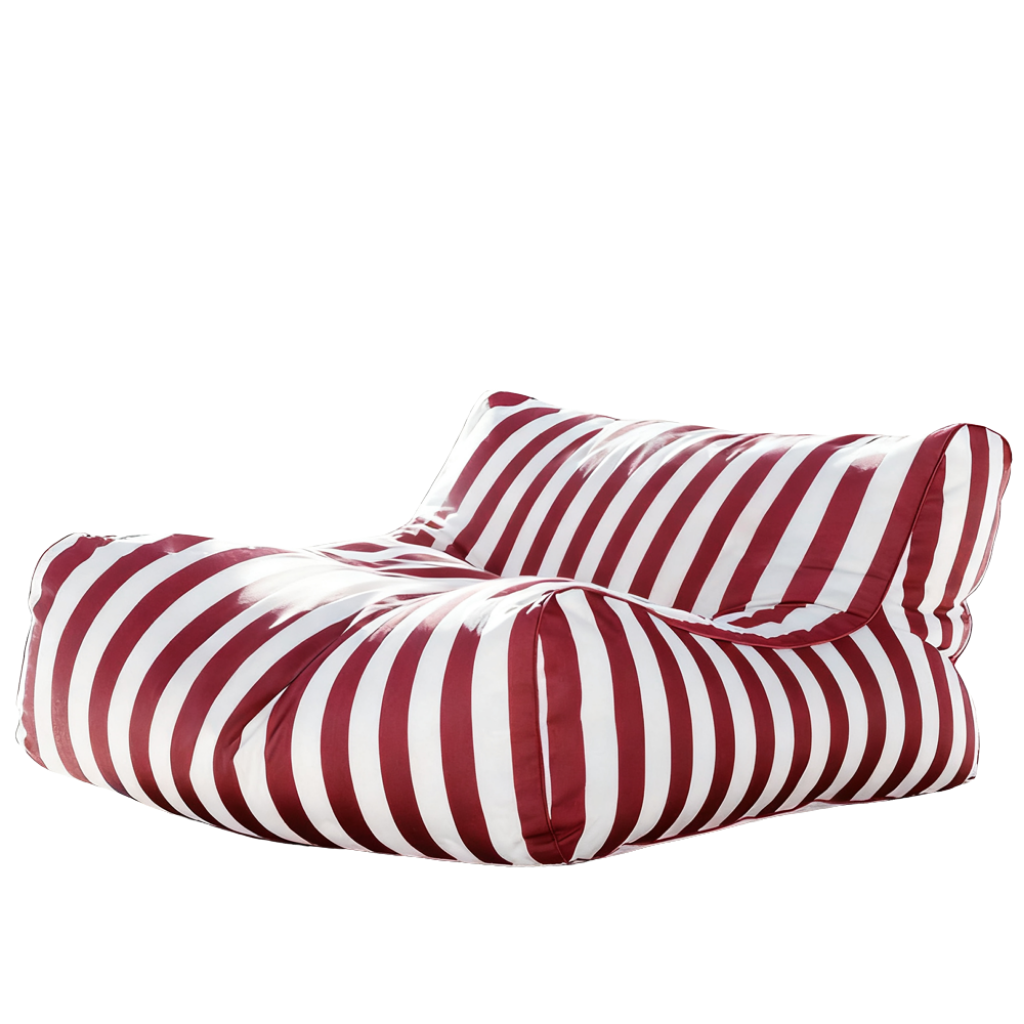 Red and white striped Big Chill King weatherproof outdoor bean bag lounger cover