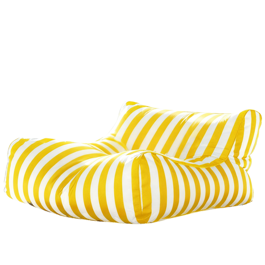 Yellow and white striped Big Chill King weatherproof outdoor bean bag lounger cover