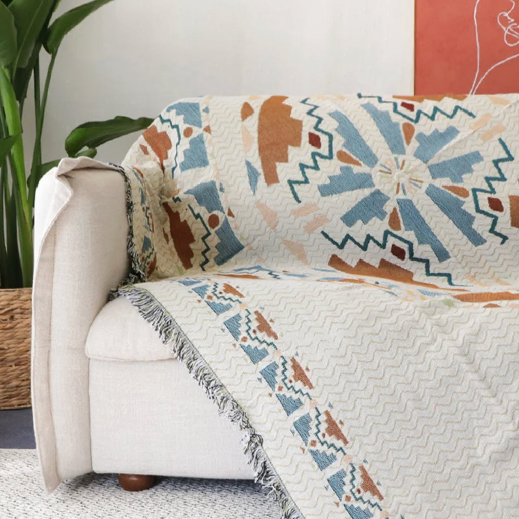 Large size Coastal Picnic Rug in the Scandi Woven pattern, measuring 160 x 220 cm