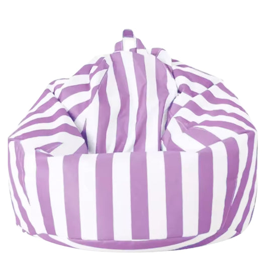 Purple and white striped teardrop waterproof outdoor bean bag cover with handle
