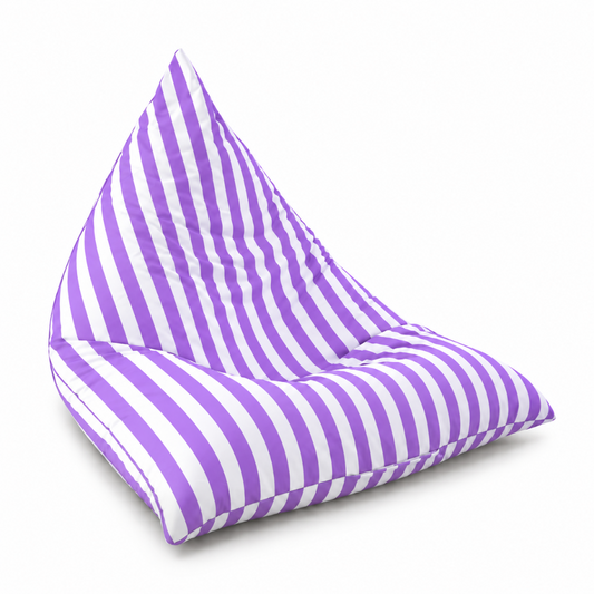 Hamptons Outdoor Triangle Beanbag Cover 100x140 in  purple and white  vertical stripe on white background