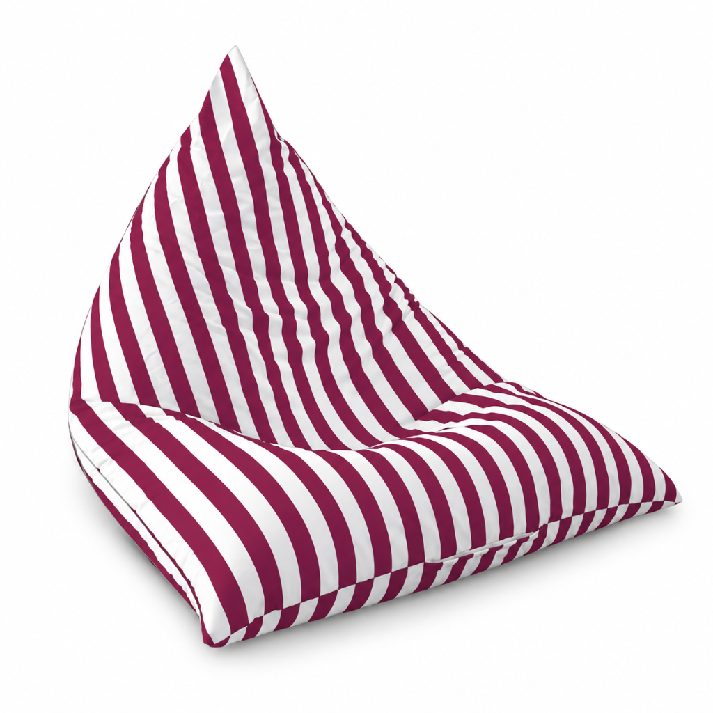Hamptons Outdoor Triangle Beanbag Cover 100x140 in red and white  vertical stripe on white background
