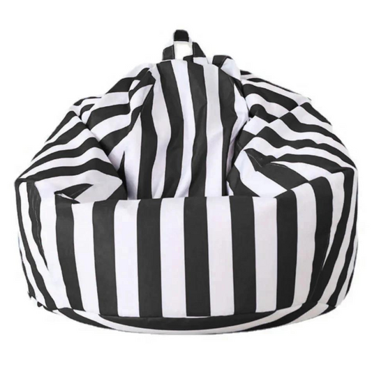 Black and white striped teardrop waterproof outdoor bean bag cover with handle
