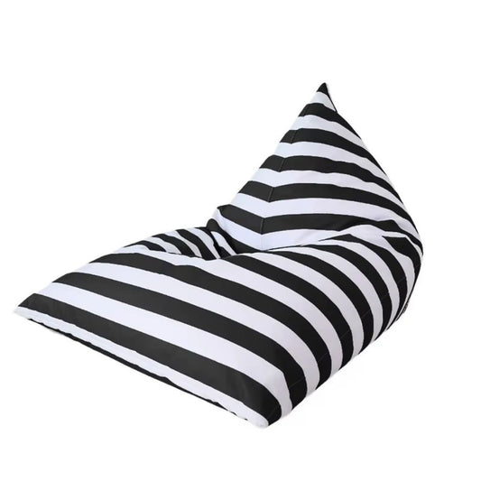 Hamptons waterproof outdoor triangle bean bag cover 90 x 140 black and white horizontal stripe

