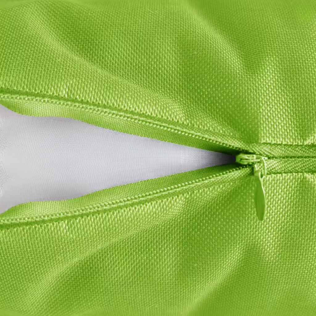 Close-up of Santorini outdoor cushion cover fabric showing the textured weave and concealed zipper.