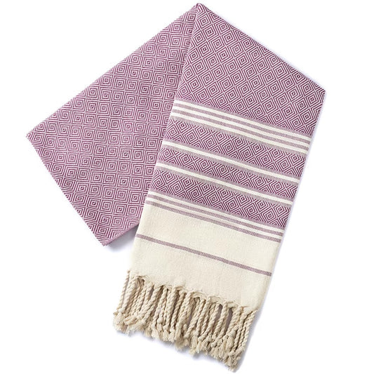 Purple jacquard-woven Turkish towel, 100x180cm, cotton quick-dry boat, beach and outdoor towel.